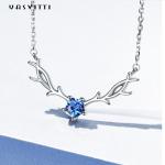Trendy Hypoallergenic 45cm 2.8g Deer Antler Pendant Necklace Real Silver