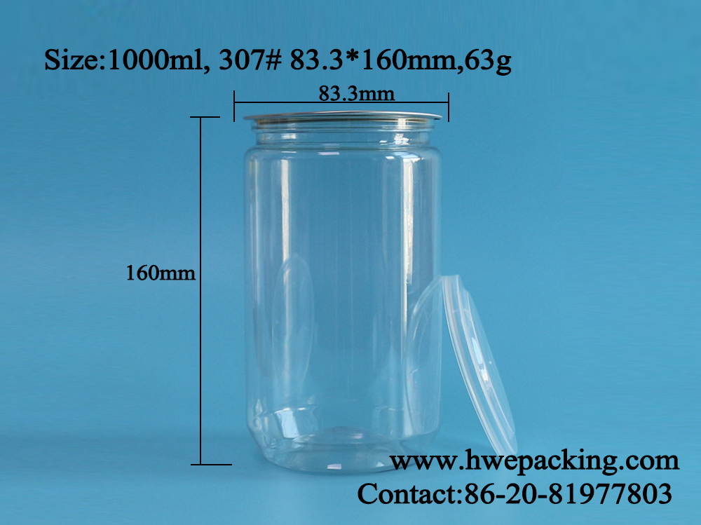 30oz 900ml Air Tight Bulk Transparent Plastic Can For Fruit Candies
