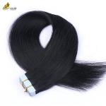 Cuticle Aligned 16 Inch Tape In Hair Extensions Virgin Remy Wigs Black