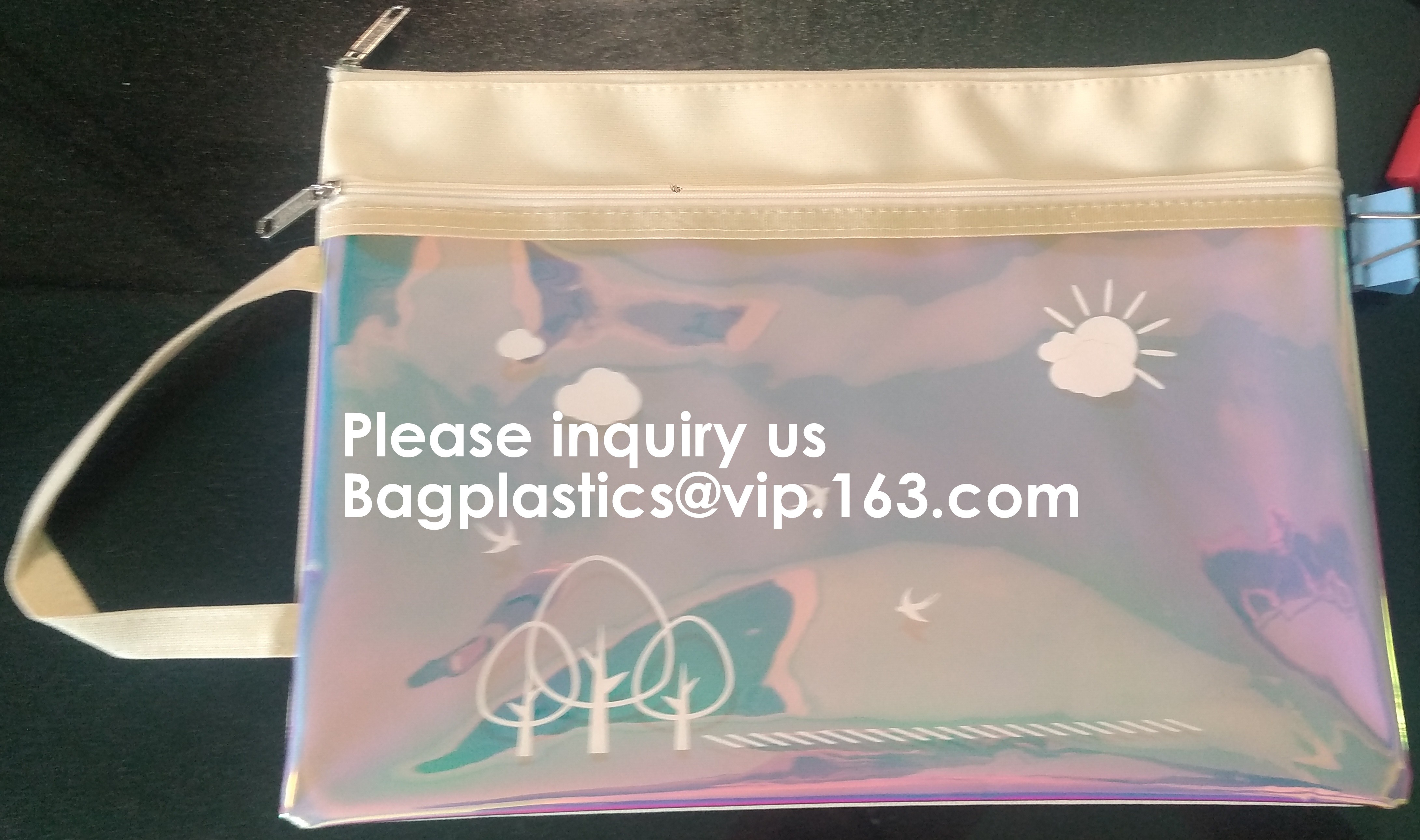 Mesh Organizer Storage Bag Durable File Bag for Office Stationery and Travel,Zipper Mesh File Bag Cosmetic Bag PVC Bag f