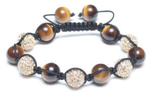 Quality Adjustable Shamballa Bracelet, Tiger Eye Rounds &amp; Crystal Rhinestone Ball wholesale