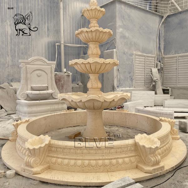 Marble Modern Fountain Egypt Beige Three Tier Garden Fountains Natural Stone