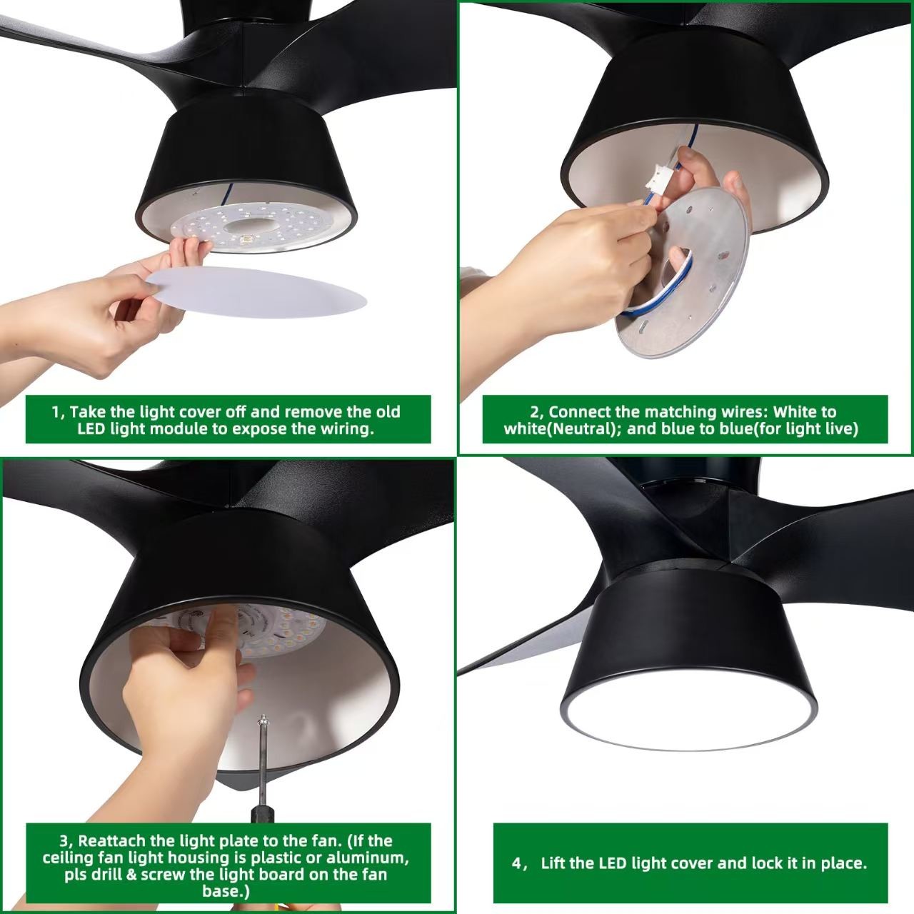 3CCT-RGB Ceiling fan light ,can do any size according to your requirement