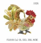 Fancy Mini Rooster Metal Jewelry Box pewter jewelry box with rooster design