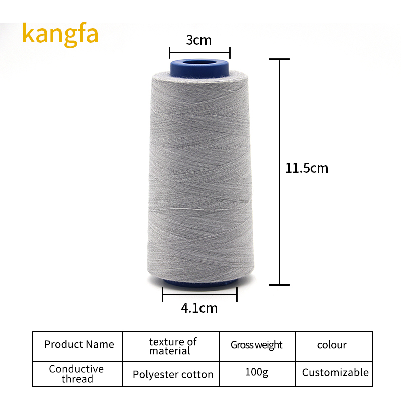 40/2 100% Spun Polyester Cotton Sewing Thread for Touch Screen Silver Conductive Yarn