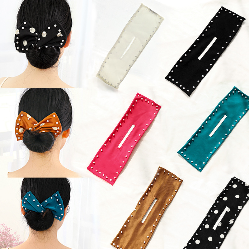Fabric Childrens Stretchy Hair Ties Wire Bow Twist Head Curler Magic Knotted Deft Bun