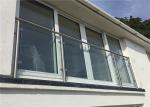Professional Brushed Stainless Steel Glass Railing , Stainless Steel And Glass