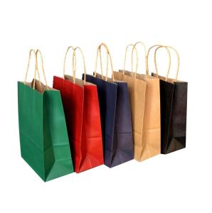 Quality Recycled Materials Brown Paper Shopping Bags With Handles Customized Size wholesale