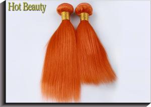 Quality Orange Virgin Human Hair Extensions 12 Inch Double Stitch Weft Single Drawn wholesale