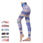 Multicolor Moisture Wicking Workout Patterned Yoga Pants Rainbow Color Polyester