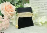 Perfurme Bottles Drawstring Gift Bags , Black Velvet Pouch With Gold Cloth