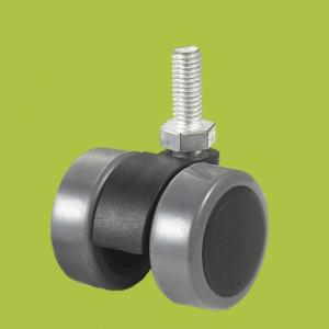 Quality thread stem casters double wheels,PVC PA swivel caster 35mm wholesale