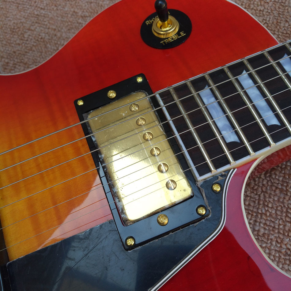 Standard LP 1959 R9 electric guitar, Cherry burst color electric guitar with Gold hardware, free shipping