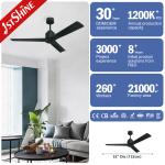 Contemporary Black Solid Wood Ceiling Fan 52" With Remote Control