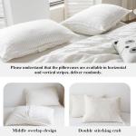 100% Pure Linen Duvet Cover Set 3Pcs Striped Washed Natural Flax Bedding Set