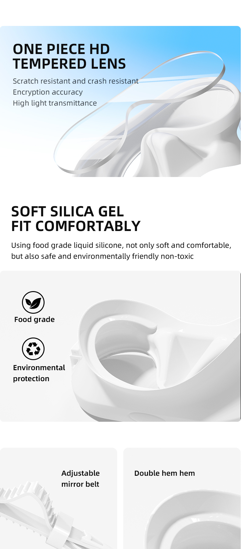 Customized Adult Snorkel Mask Single Lens Scuba Diving Mask Eco Friendly