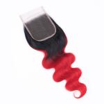 1b Red Body Wave 100% 4x4 Lace Closure Real Human Virgin Hair 18 Inch
