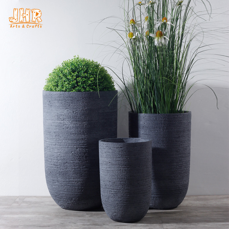 Fiber Grey Clay Flower Pots