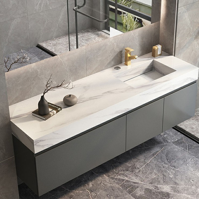 Hardware YALIG Modern Furniture Bathroom Cabinet with Mirrored Sink and Drawer Slides