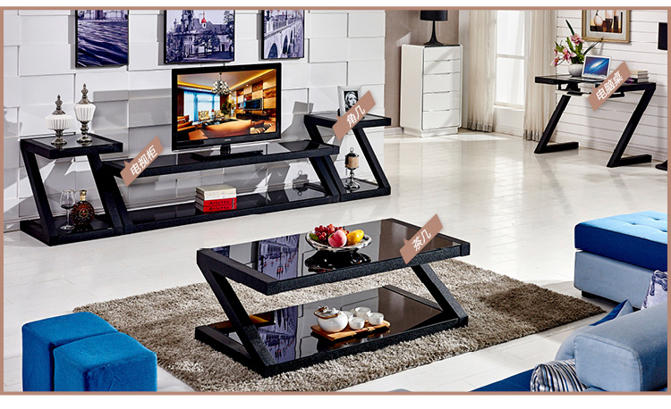 Contemporary Center Coffee Table With High Gloss Toughened Glass Top
