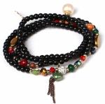 Women Accesories Multi Rows Crystal Bracelet, wholesale black quarz stone