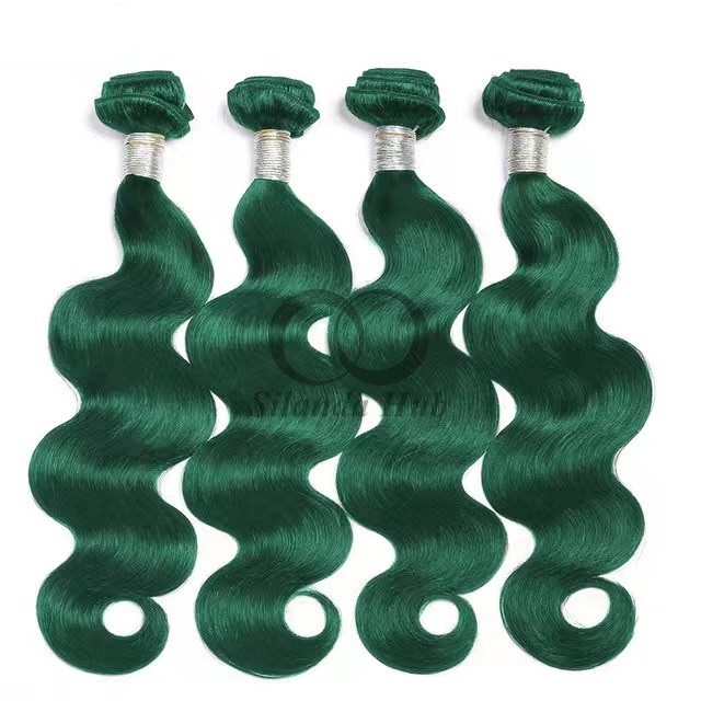 Green Body Wave Remy Human Hair Bundles Sew In Weave Bundles Brazilian Bundle Deals