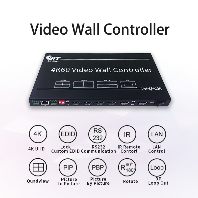 Hdmi 9 Port Video Wall Controller 1X2 2X2 1X3 3X3 4K Display