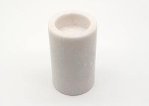 Quality Polished White Marble Candle Holders Round Cylinder Durable Heat Resistant wholesale