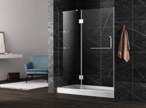 Quality Hinge open shower door with stainless steel 304 hinge and towel bar handle,3/8 inches clear tempered glass wholesale