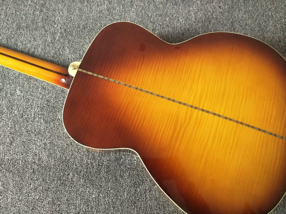 Factory Custom G200 Acoustic Guitar 43 inches Sunburst Sitika Solid Spruce Maple Acoustic Guitar Back / Side Tiger Strip
