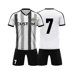 Quality 7 Black White Custom Team Jersey V Neck Football Training Jerseys wholesale