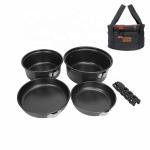 Factory Price Kitchen Black Cookware Set Outdoor Cooking Set Nonstick Camping