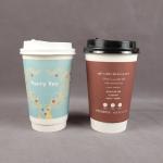 Hollow 12oz 8oz Double Walled Paper Coffee Cups Heat protection