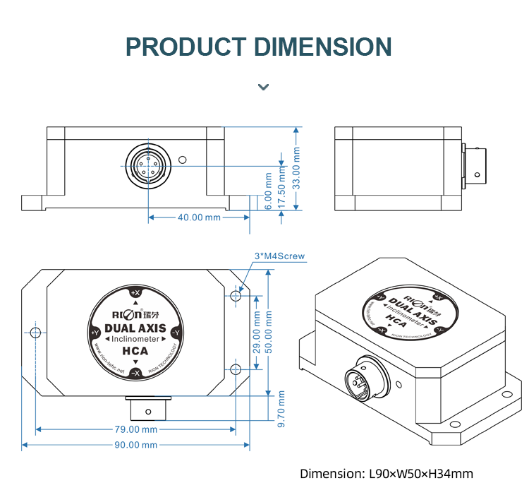 36V OEM Single Axis Inclinometer Electronic Tilt Sensor
