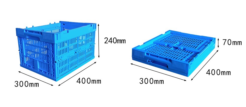 Small Size 400*300mm Blue Fruit And Vegetable Plastic Crates