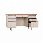 Wooden Desktop 1.2 MM Thick Metal Frame Steel Computer Table