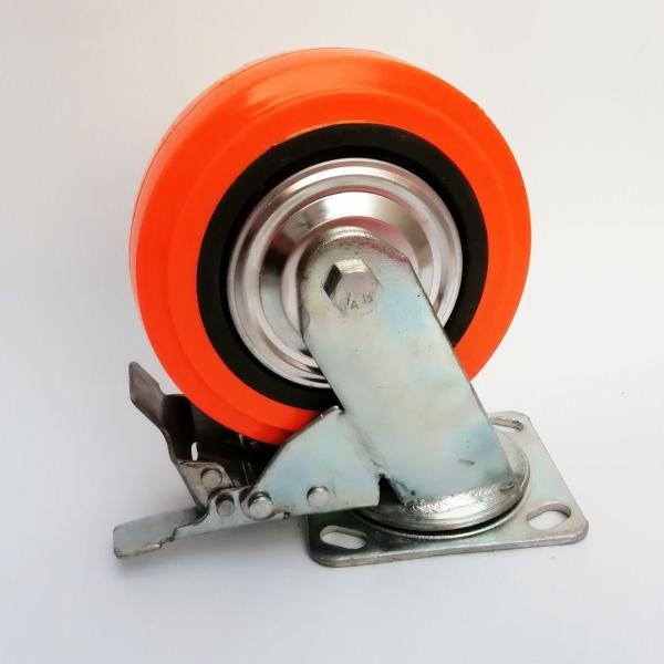 Diameter 100mm Heavy Duty Orange PU PVC Double Ball Bearing Swivel Caster with