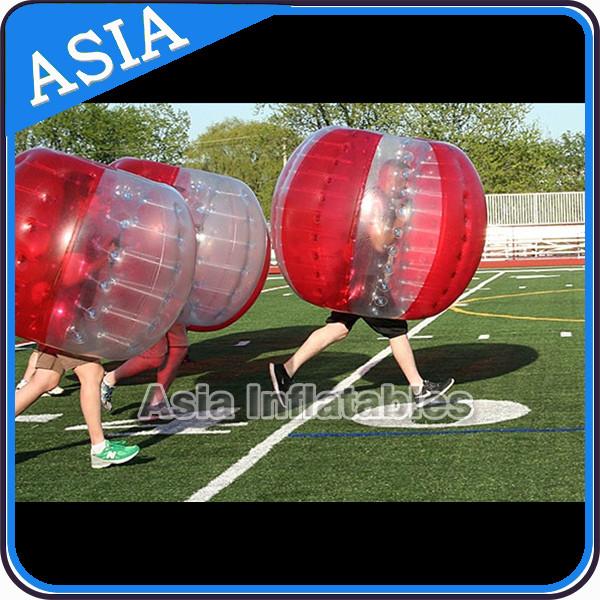 100% PVC Inflatable Bumper Ball , Half Red Bubble Soccer , Loopy Balls , Soccer