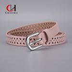 ODM Classic Leather Belt Womens Pink Young Fashion Needle Button Hollow Out