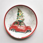 Personalized Christmas Ceramic Plate Set Luxury Round Edge Shape