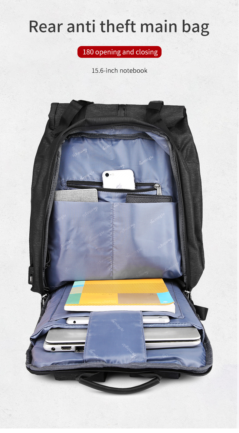 Factory hot sale OEM custom logo men school waterproof business bag travel USB Laptop Backpack