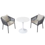 Espresso Rope Weave Back Outdoor Leisure Chairs