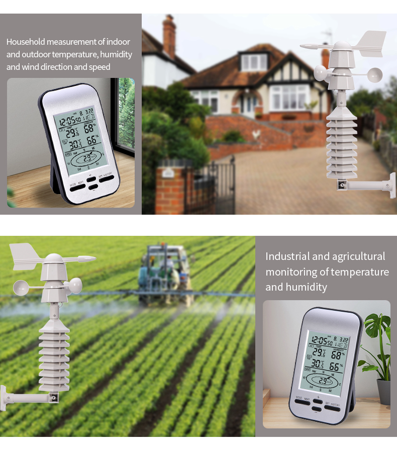 Outdoor Wireless Weather Station Temperature Humidity Wind Direction And Speed Sensor