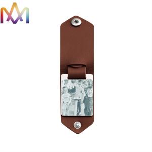 Quality SS316L Leather Photo Key Chain With Engraving Words wholesale