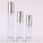 15ml 30ml 50ml Plastic Black Lotion Luxury Serum Matte Silver Pump Round Airless