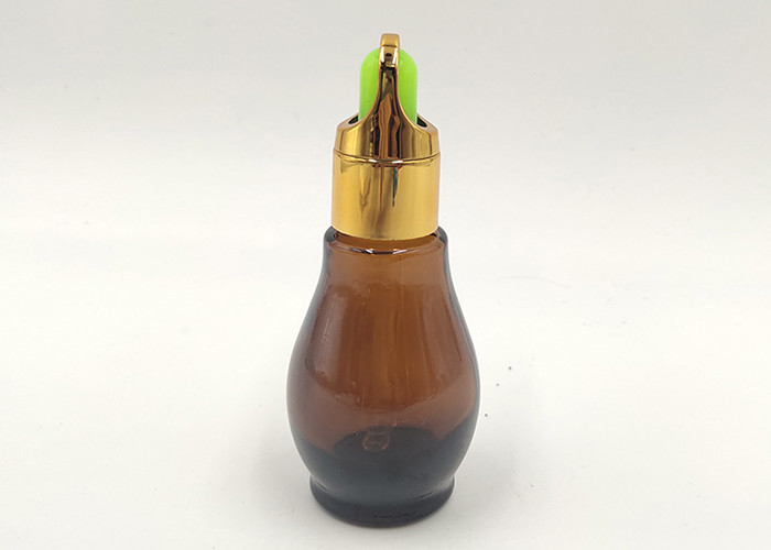 30ml Amber Color Glass Cosmetic Bottles With Golden Cap For Essential Oil