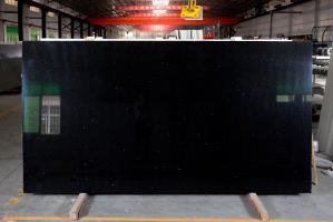 Quality 3200*1800MM Crystal Black Glass Quartz Stone With Countertop Wall Panel wholesale