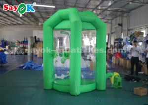 Quality Green Cube Inflatable Money Machine Booth With One Air Blower For Promotion wholesale