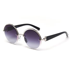 Quality Cut Half Frame UV400 Hollow Round Polarized Sunglasses Female Ins Net Celebrity Street Fashion wholesale