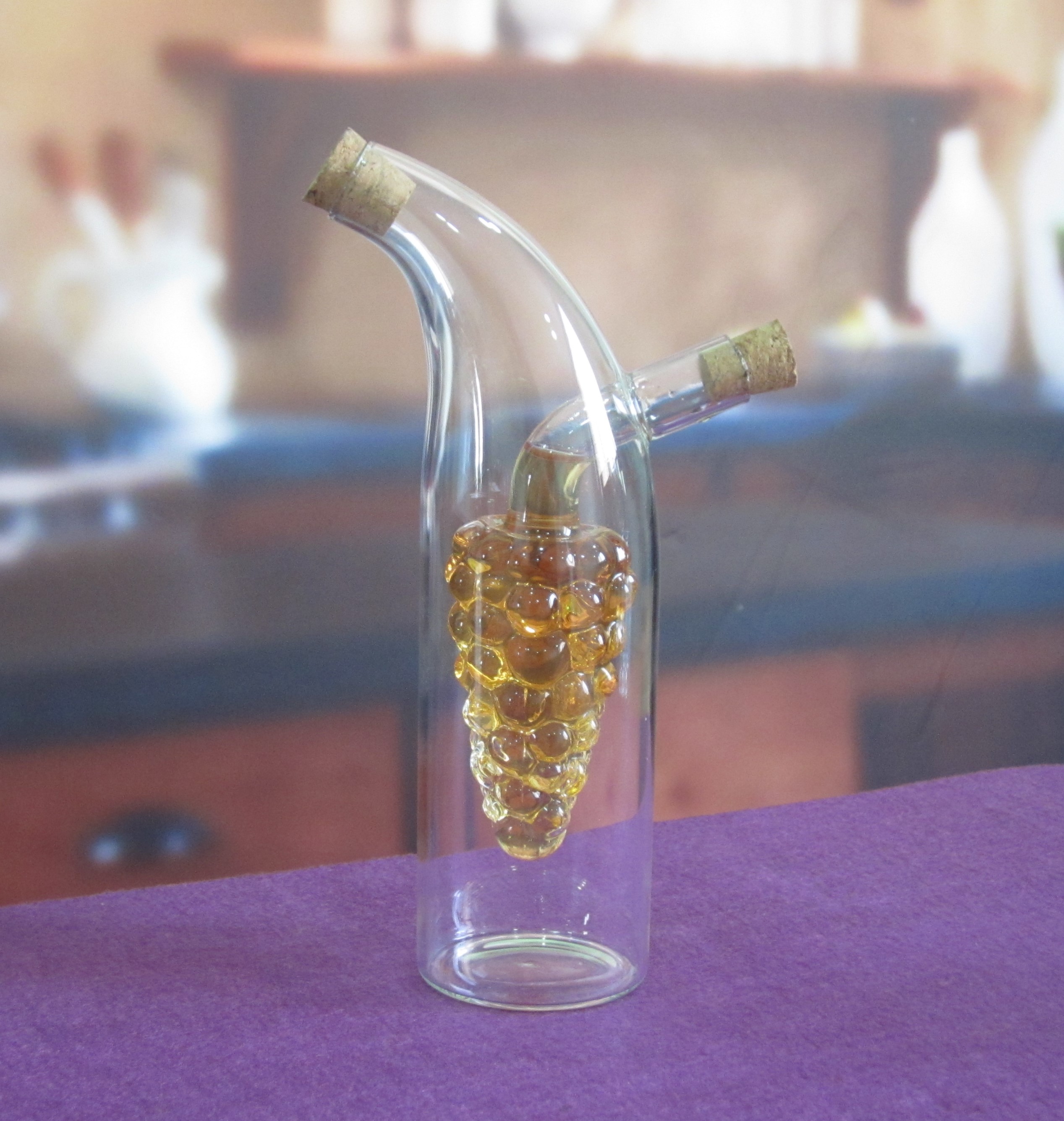 Double Layer Grape Shape Glass Canister With Lid For Oil